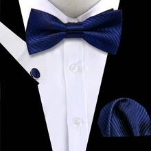 Set di cravatta, fazzoletto da taschino e gemelli, Combo di accessori di moda in stile britannico multicolore per uomini d'affari, incontri d'affari e matrimoni - Multicolore - Visualizzare 2