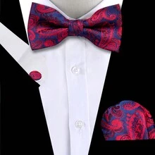 Set di cravatta, fazzoletto da taschino e gemelli, Combo di accessori di moda in stile britannico multicolore per uomini d'affari, incontri d'affari e matrimoni - Multicolore - Visualizzare 5