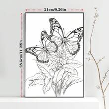 1本夢幻蝴蝶主題塗色書，30頁，升級加厚A4紙，11.22 X 8.26英寸，單面塗色，具有鐵線圈裝訂，精美的蝴蝶和花卉圖案設計，特殊的蝴蝶視角，有助於緩解壓力和放鬆，適合於萬聖節，聖誕節，感恩節，情人節和其他節日派對禮物 - 彩色 - 查看 2