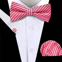 Set di cravatta, fazzoletto da taschino e gemelli, Combo di accessori di moda in stile britannico multicolore per uomini d'affari, incontri d'affari e matrimoni - Multicolore - Visualizzare 8