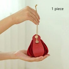 1个天鹅绒礼品包装袋，皮革手柄婚礼糖果袋，抽绳天鹅绒礼品袋，高端婚礼回礼袋 - 彩色 - 查看 7