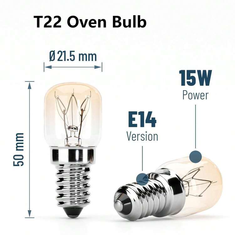 6 paquetes de bombillas de repuesto para horno T22/T25 - Bombillas de luz para microondas T25 de 120V/220V resistentes al calor hasta 300 °C, bombillas incandescentes blanco cálido con ángulo de haz de 360° - transparente - Añade 2