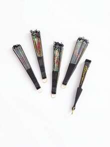 3/6/12 chiếc Quạt gấp trang nhã viền ren màu đen, Quạt cầm tay bằng vải lụa cổ điển mùa hè, lý tưởng khi đi du lịch, biểu diễn sân khấu, tiệc tùng, quà tặng cho gia đình và bạn bè vào các ngày lễ và sinh nhật - Quạt hoa ren lụa đen - Xem 2