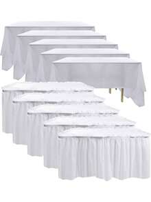 1 Khăn trải bàn hình chữ nhật Chất liệu Polyethylene Chống dầu Chống thấm nước Chống bẩn Khăn trải bàn, Bộ trang trí đám cưới, Bàn trang trí đám cưới, Giáng sinh - trắng - Xem 3