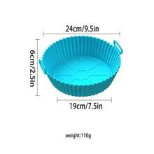 Air Fryer Silicone Liner For 3-5 QT, Flammable Parchment Paper Replacement, Reusable Baking Pan Oven Accessory, Red/Blue, Round/Square(Top 8 Inches, Bottom 6.75 Inches)