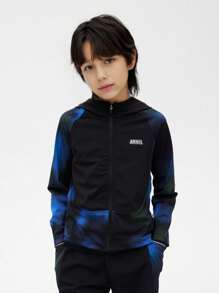 Annil Tween Girl Spring And Autumn Sports Style Elastic Quick Drying Hooded Coat Pink - Black - View 1