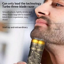 Bộ dụng cụ cạo râu cổ điển dành cho nam giới với máy cạo râu mini chạy điện, máy cắt tóc chạy điện & máy cạo râu mini cầm tay có thể sạc lại (đồng cổ); Máy cạo râu điện nam điều khiển một nút, Máy cạo râu mini có thể xoay & di động, Dao cạo bỏ túi để cạo ướt và khô, thuận tiện cho việc đi du lịch, gia đình, văn phòng, xe hơi. - Bộ sản phẩm làm đẹp-Rồng và Phượng - Xem 5