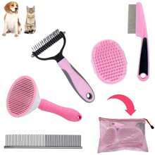 5-In-1 Pet Grooming Brush Set, Dog Deshedding Tool, Undercoat Rake And Slicker Brush For Short Hair Dogs And Puppies