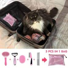 5-In-1 Pet Grooming Brush Set, Dog Deshedding Tool, Undercoat Rake And Slicker Brush For Short Hair Dogs And Puppies