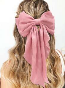 1pc Ladies' Elegant Oversized Bowknot Hair Clip Ribbon Satin Bow Barrette With Spring Clasp For Fixing Hair Bun Casual - Multicolor - View 16