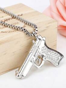 嘻哈沙漠之鷹手槍模型吊墜項鍊，男士時尚飾品鎖骨鏈裝飾，適合日常佩戴 - 沙鷹手槍項鍊 - 查看 4