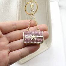 1 pieza Accesorio de moda para bolso de mujer, llavero metálico 3D con tachuelas de diamantes de imitación, idea de regalo para la decoración del automóvil y el llavero de la cartera
