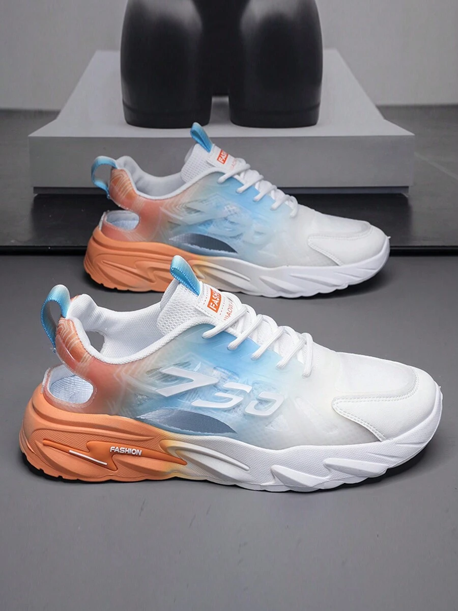 男士透氣網眼休閒運動訓練鞋，男士夏季涼鞋，男士耐磨防滑運動鞋，男士休閒鞋 - 藍白色 - 查看 1