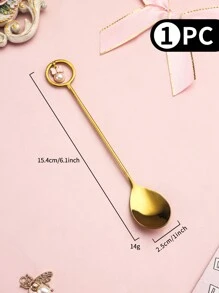 304不鏽鋼創意可愛蝴蝶結心型咖啡匙、甜點湯匙和水果叉 - 金色 - 查看 16