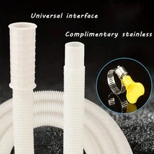 1pc Air Conditioner Drainage Pipe / Washing Machine Water Inlet Hose Extension, Plastic Flexible Tube With Drip-Proof Ripple - 1.5 M - View 5