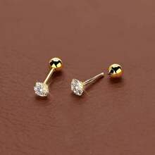 SENLANSP 3pcs Unique 18K Gold Plated Cubic Zirconia Stainless Steel Earrings Set, Perfect For Daily And Party Wear