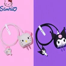 Sanrio Sanrio Cute Cartoon Series Fast Charger Protector Compatible With Iphone 18W 20W IPhone 14 13 12 11 Pro Max Fast Charging Cable Charger Head Cover Cable Accessory Data Cable Protective Sleeve (4in1) Cable Protector