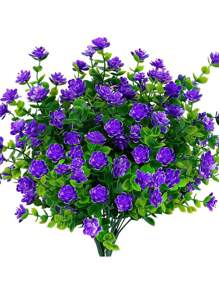 1/3pcs Artificial Plant Fake Flowers, For Indoor & Outdoor Garden, Patio, Window Decoration, Wedding Centerpiece, Home Decor, Flower Arrangement, Party Table Centerpiece, New Year Decoration. - Purple - View 3