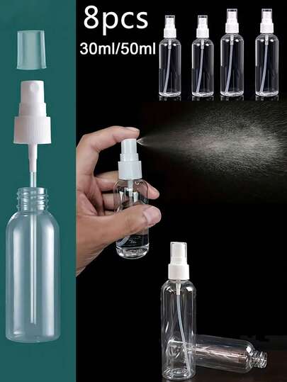 8pcs/1pc Transparent Plastic Spray Bottle (Fine Mist, Small Size) For Perfume And Liquid Dispensing, Lightweight And Portable, Ideal For Travel And Daily Use