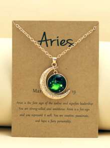 1pc-12pcs Retro Luminous Moon 12 Zodiac Signs Pendant Necklaces, Party Birthday Gifts & Daily Wear