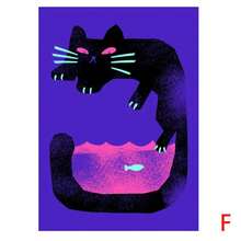 1 幅，复古黑猫动物海报懒散猫抽象帆布画现代北欧印刷墙壁艺术画客厅卧室装饰，无框架 - 藍色 - 查看 22