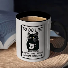 1pc Holiday Gift Funny Ceramic Coffee Mug Angry Cat Ceramic Coffee Mug Double-Sided Design White Cup For Hot Or Cold Drinks Birthday Gifts For Mom/Friends Home Kitchen Item - Angry Cat - View 5