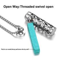 New Aromatherapy Diffuser Necklace, Stainless Steel Small Box Shaped Essential Oil Fragrance Diffuser Pendant Necklace, Aromatherapy Jewelry - Silver - View 6