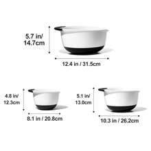 3-Piece Mixing Bowl Set,Plastic Nesting Bowls For Baking Cooking And Prepping,Stackable Design,Plastic,Christmas - White - View 3