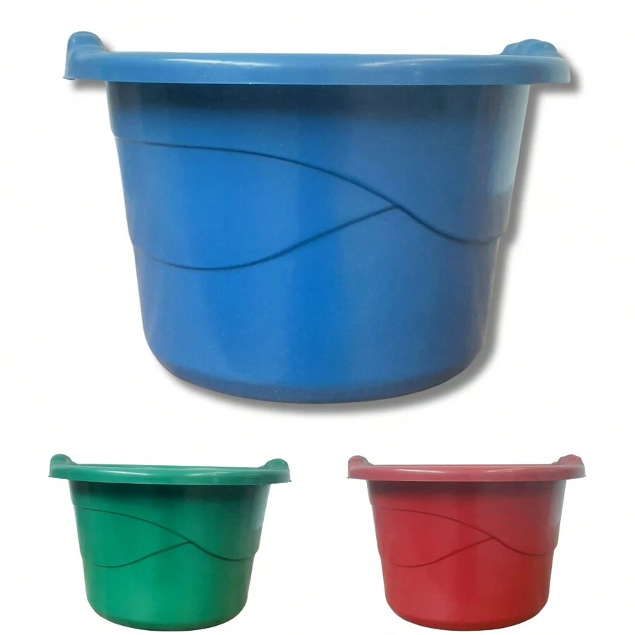 Bacia Tacho Plástico 16 LT com Alças Laterais Kit 3 Unidades - Multicolorido - Visão 1