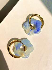 1 đôi Thép không gỉ & Acrylic Hoa Dangle Hoa tai , Chống phai màu - Màu be - Xem 1