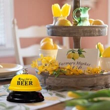 1pc Cartoon Metal Handheld Service Bell In Yellow/Pink/Coffee Color For Restaurant, Reception, Pet Training, Game, Teacher, Lunch, Bar Or Hotel Best Gifts Birthday Graduation
