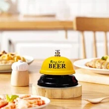 1pc Cartoon Metal Handheld Service Bell In Yellow/Pink/Coffee Color For Restaurant, Reception, Pet Training, Game, Teacher, Lunch, Bar Or Hotel Best Gifts Birthday Graduation