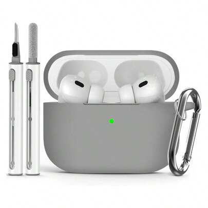 1 pieza Funda protectora de silicona de unicolor con correa de mosquetón y cepillo de limpieza