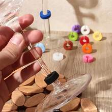 8 piezas/12 piezas Decoraciones para copas de vino, Marcadores reutilizables de silicona para identificar copas, Identificadores de vasos y copas para fiestas, aniversarios, Navidad, carnavales, banquetes, bodas, graduaciones, regalos de Navidad, Feliz Navidad - multicolor - Ver 3