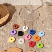 8 piezas/12 piezas Decoraciones para copas de vino, Marcadores reutilizables de silicona para identificar copas, Identificadores de vasos y copas para fiestas, aniversarios, Navidad, carnavales, banquetes, bodas, graduaciones, regalos de Navidad, Feliz Navidad - multicolor - Ver 5