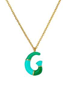 1入組多巴胺彩色氣泡字母頭飾項鍊，適合女孩子，可愛的氣球字母名稱項鍊，不鏽鋼鎖骨鏈，夏季時尚珠寶配飾（隨機顏色）