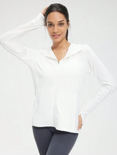 MASKERT Summer Workout Women's Full Zip UPF 50+Sun Protection Jacket Jacket Long Sleeved Sun Shirt Outdoor Sports