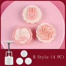4/5/7PCS, DIY Cherry Blossom Shaped Cake Mold, Including 1pc Mold And 3/4pcs Flower Shaped Mold, DIY Flower Shaped Hand Press Cookie Mold, Moon Cake Maker, Pastry Tools, Baking Tools, Kitchen Gadgets, Kitchen Accessories - White - View 12