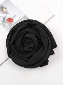 2 件女士围巾领带帽套装，百搭百搭帽子和头巾组合，适合长袍和长袍服装，弹力帽和雪纺围巾组合休闲装配饰女士 - 黑色 - 查看 4