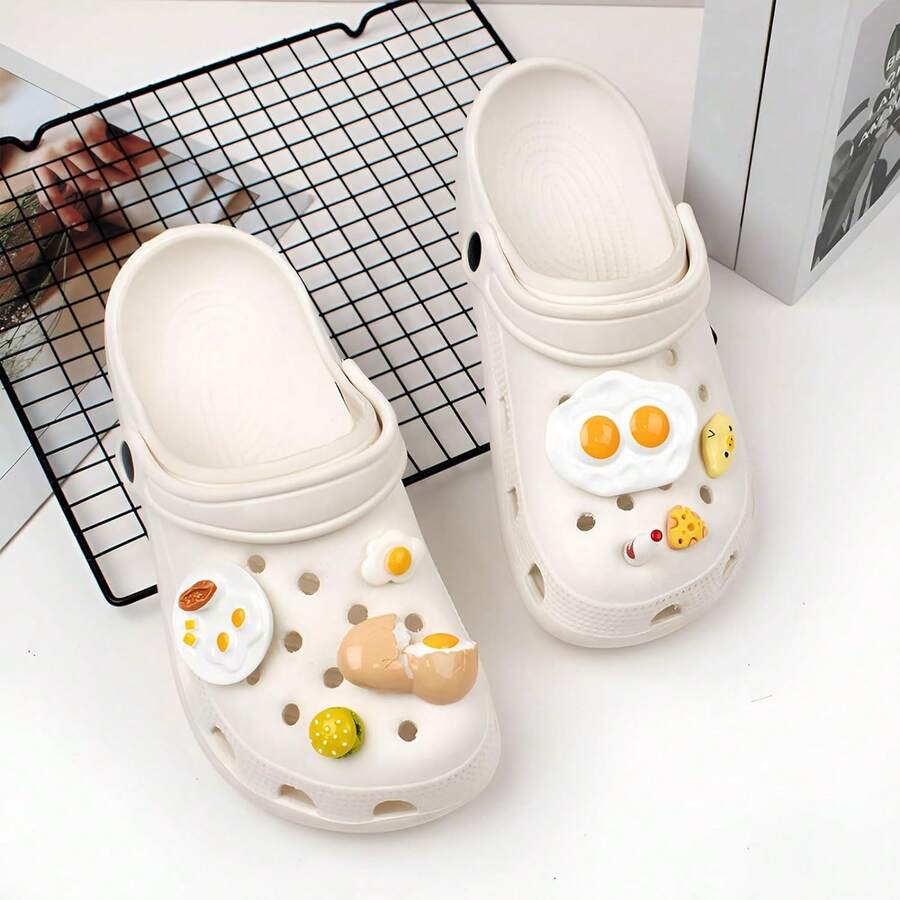 8PCS Funny Eggs Clog Shoes Decoration,2024 NEW Shoe Charms For Clog Sandals, Shoe Charms Accessory Party Favor - Color Mixing - View 1