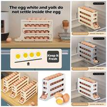 1入組冰箱蛋類收納盒，自動蛋卷架，超大容量蛋托櫃，廚房小物品，廚房用具，廚房配件，廚房用品 - 彩色 - 查看 9