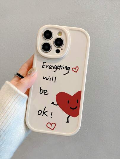 Tutto andrà bene! Custodia per telefono con grafica a cuore, design di protezione per obiettivo fotocamera, compatibile con e Galaxy, custodia per telefono, custodia per 17 Pro Max, custodie, custodia per telefono carina, custodia per telefono, custodia per telefono, custodia per Galaxy, custodia per 11, custodia per 13, custodia per 15 Pro Max, custodia per S24, custodia per Galaxy A14, custodia per Galaxy A54 5G, custodia per Galaxy A52/A52s 5G