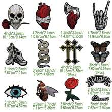 15Pcs Dark Style1 Embroidered Applique Iron On Patches For Backpacks, Rock Band Patches For Jackets, Cool Sew Patch For Clothing, Jeans, Hats, DIY Accessories