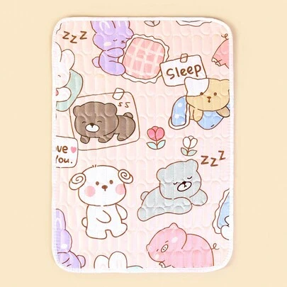 1pc Baby Printed Waterproof Diaper Mat, With Puppy, Kitten, Bear And Rabbit Patterns, Suitable For Newborn Baby Carriages And Carriers, All Seasonsbaby Shower Family Decorations Gifts