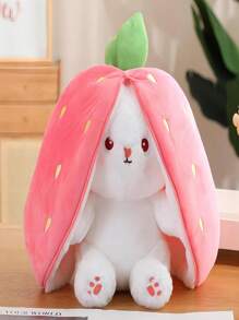 1pc Strawberry Bunny Transforming Bunny Doll Doll Ragdoll Carrot Rabbit Rabbit Plush Doll Girl Sleep Pillow , Cute Decompression Plush Toys - Multicolor - View 14