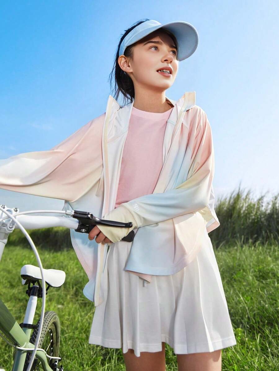 Annil Girl's Spring And Autumn Colorful Hooded Coat Pink