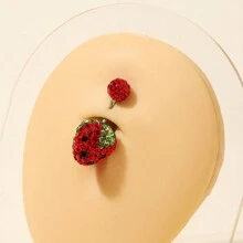 1入組性感不鏽鋼草莓肚臍環，適合女性日常佩戴 - 草莓肚臍釘 - 查看 8