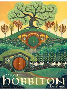 1入抽象戒指藝術復古旅遊海報油畫畫布，莫德爾城堡之主主題，適用於兒童臥室家居裝飾畫，無畫框 - 彩色 - 查看 21