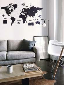 Mapa del mundo para pared de madera –Decoración para tu hogar única y original – para marcar los países que has visitado - Color: negro - Medidas: ¡160 x 97 cm.- Mapamundi de madera! - Negro - Ver 3