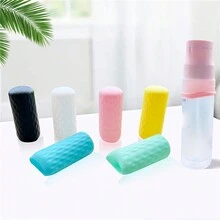 4 piezas/1 conjunto Cubierta universal de silicona a prueba de fugas para botellas de productos de cuidado personal durante el viaje - Multicolor - Ver 3